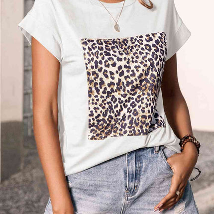 Leopard Graphic Round Neck Tee