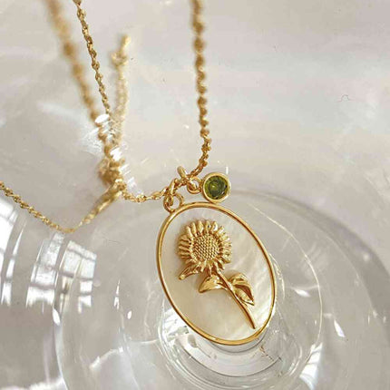 Flower Shell Pendant Copper Necklace
