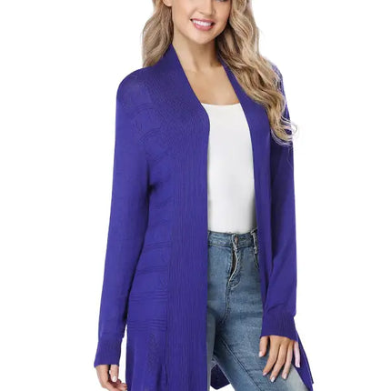 Cárdigan largo calado de punto para mujer 