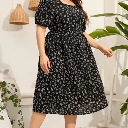 Women's Plus Size Short Sleeve Printed Dress
