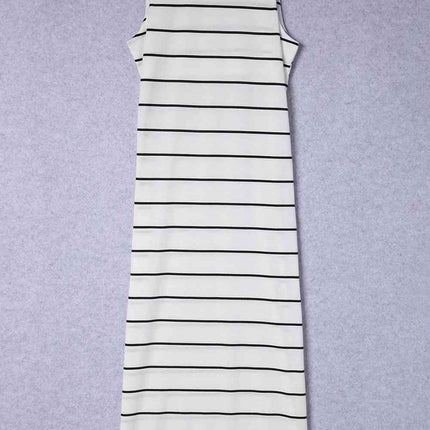 Striped Slit Sleeveless Maxi Dress