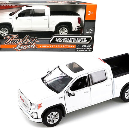 2019 GMC Sierra 1500 Denali Crew Cab Pickup Truck with Sunroof White "Timeless Legends" Series 1/24-1/27 Diecast Model Car by Motormax