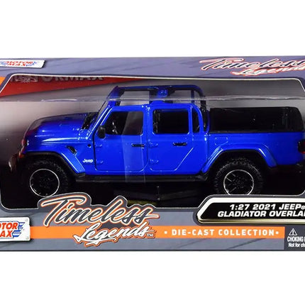 2021 Jeep Gladiator Overland (Open Top) Pickup Truck Blue Metallic 1/24-1/27 Diecast Model Car by Motormax