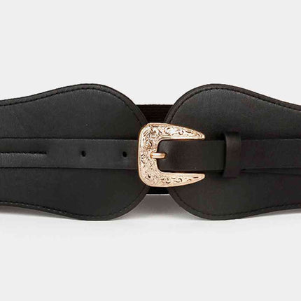 Wide Elastic Belt with Alloy Buckle