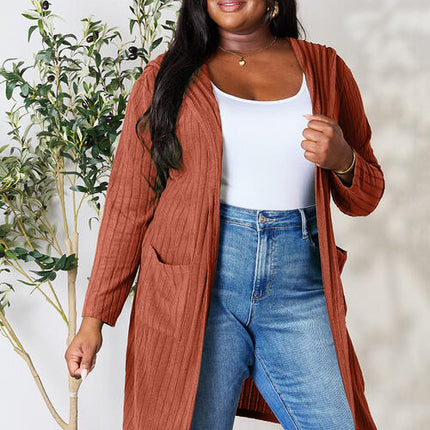 Basic Bae Full Size Hooded Sweater Cardigan - Vickie Lynn's