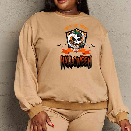 Simply Love Full Size TRICK OR TREAT HAPPY HALLOWEEN Graphic Sweatshirt