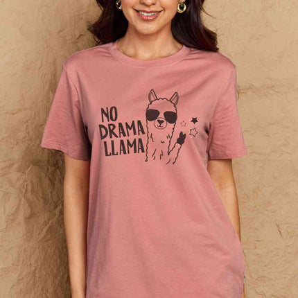 Simply Love Full Size NO DRAMA LLAMA Graphic Cotton Tee