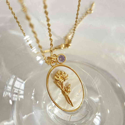 Flower Shell Pendant Copper Necklace