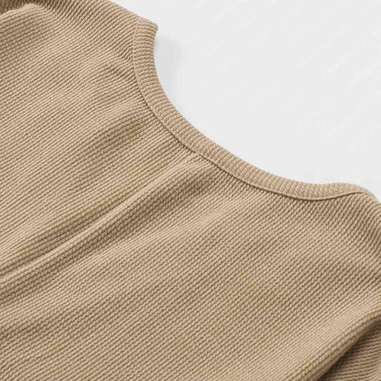 Notched Neck Long Sleeve Romper