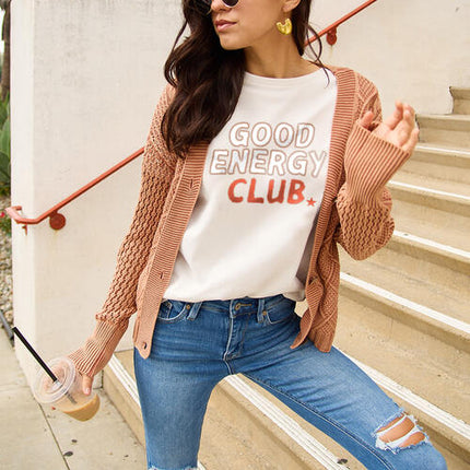 Simply Love Full Size GOOD ENERGY CLUB Short Sleeve T-Shirt