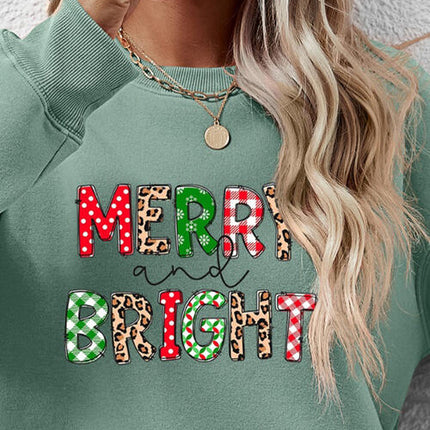 MERRY AND BRIGHT Round Neck Sweatshirt