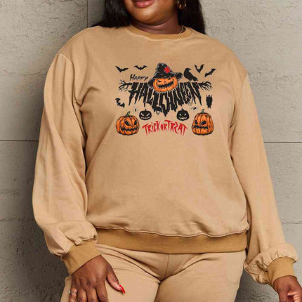 Simply Love Full Size HAPPY HALLOWEEN TRICK OR TREAT Graphic Sweatshirt