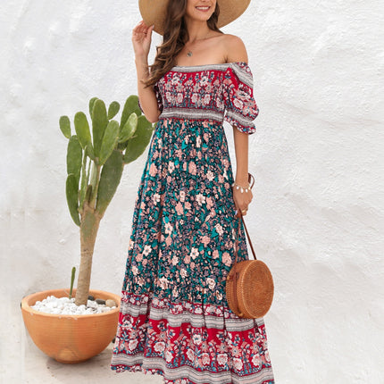 Floral Flounce Sleeve Midi Dress