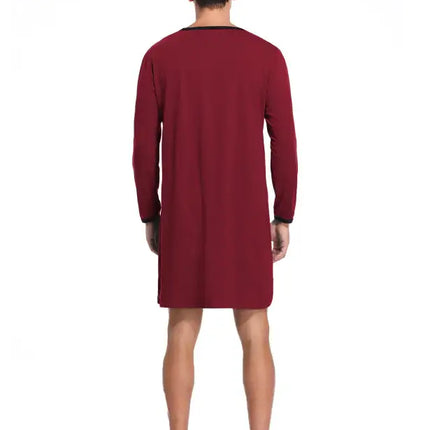 Men'S Long Sleeve Pajamas Button Henley Shirt Casual Cotton Knit Loose Fit Home Hospital