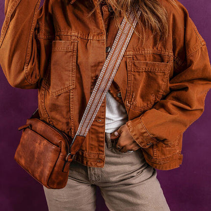 Collared Neck Button-Up Denim Jacket