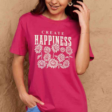 Simply Love Full Size CREATE HAPPINESS Graphic Cotton T-Shirt
