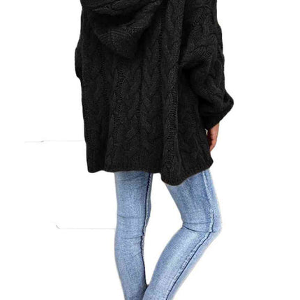 Cable-Knit Hooded Sweater - Vickie Lynn's