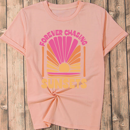 FOREVER CHASING SUNSETS Round Neck T-Shirt