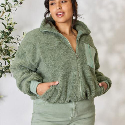 Heimish Full Size Zip Up Collared Neck Jacket - Vickie Lynn's