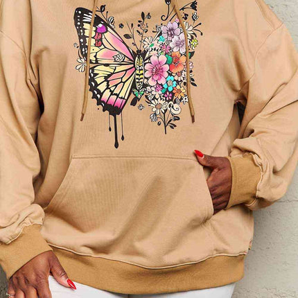 Simply Love Simply Love Full Size Butterfly Graphic Dropped Shoulder Hoodie