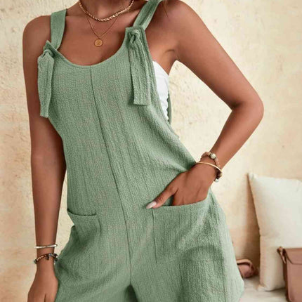 Full Size Scoop Neck Romper with Pockets