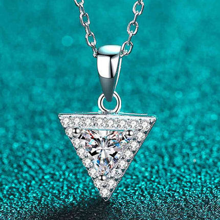 925 Sterling Silver Triangle Moissanite Pendant Necklace
