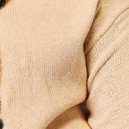 Woven Right Button-Down Long Sleeve Hooded Sweater - Vickie Lynn's