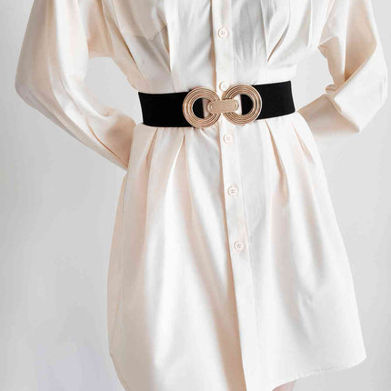 Geometric Buckle Elastic Wide Belt