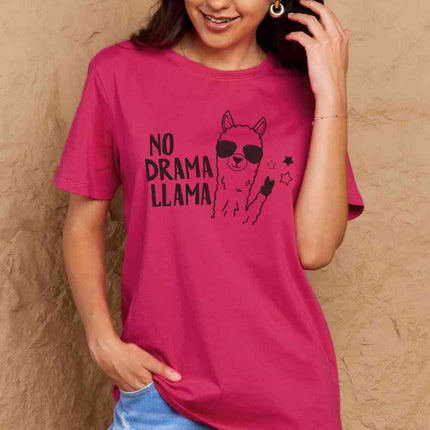 Simply Love Full Size NO DRAMA LLAMA Graphic Cotton Tee