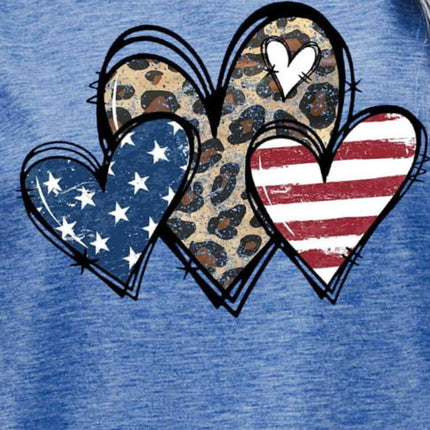 US Flag Leopard Heart Graphic Tee