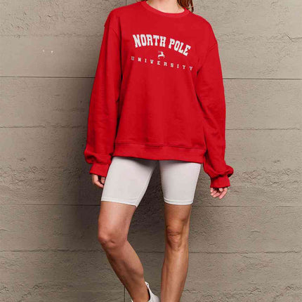 Simply Love Full Size NORTH POLE UNIVERSITY Graphic Sweatshirt