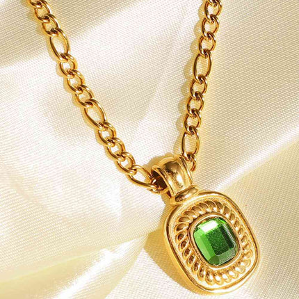 18K Gold Plated Inlaid Rhinestone Pendant Necklace