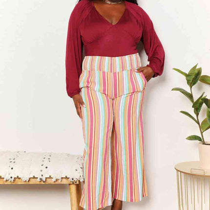 Double Take Striped Smocked Waist Pants with Pockets - Vickie Lynn's