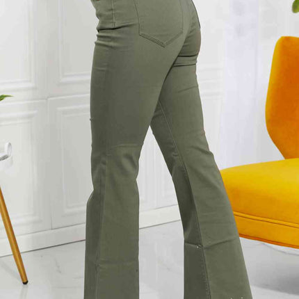Zenana Clementine Full Size High-Rise Bootcut Jeans in Olive