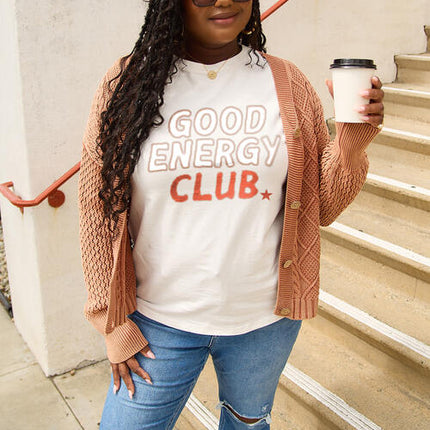 Simply Love Full Size GOOD ENERGY CLUB Short Sleeve T-Shirt