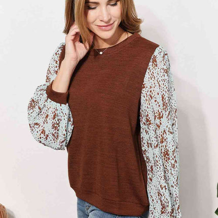 And The Why  Full Size Foil Printed Sleeve Top