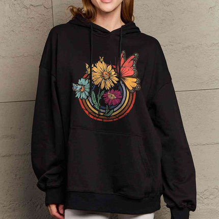 Simply Love Simply Love Full Size Butterfly and Flower Graphic Hoodie