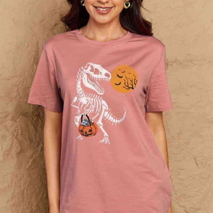 Simply Love Full Size Dinosaur Skeleton Graphic Cotton T-Shirt