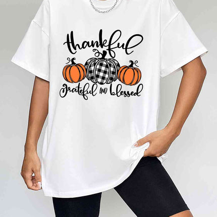 Round Neck Short Sleeve Fall Season Graphic T-Shirt