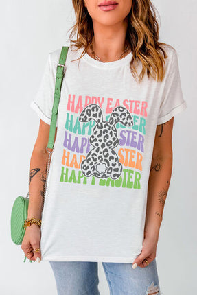 HAPPY EASTER Round Neck Short Sleeve T-Shirt - Vickie Lynn's
