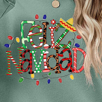 FELIZ NAVIDAD Round Neck Drop Shoulder Sweatshirt