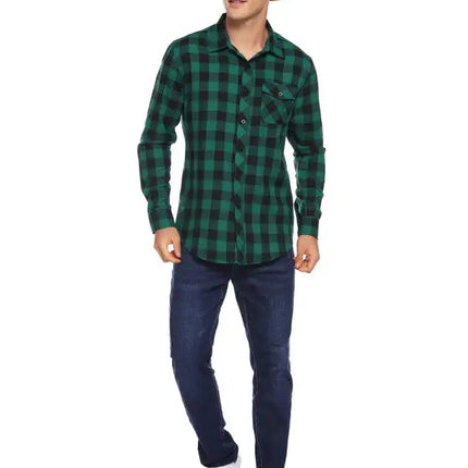 Men's Flannel Plaid Long Sleeve Shirt