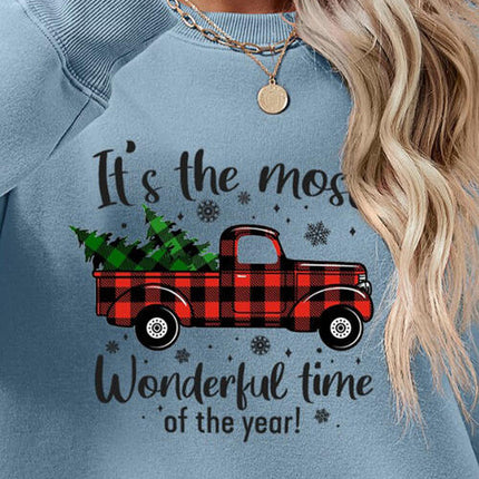 Graphic Round Neck Long Sleeve Sweatshirt