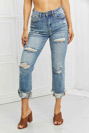 RISEN Full Size Leilani Distressed Straight Leg Jeans