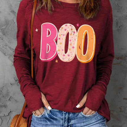 BOO Graphic Thumbhole Sleeve T-Shirt