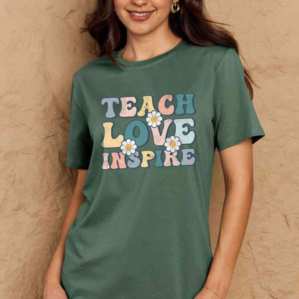Simply Love Full Size TEACH LOVE INSPIRE Graphic Cotton T-Shirt