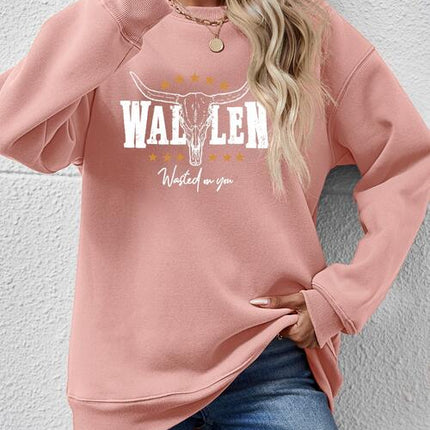 Graphic Round Neck Dropped Shoulder Sweatshirt