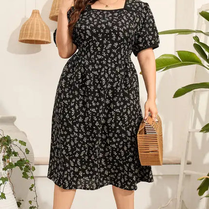 Women's Plus Size Short Sleeve Printed Dress