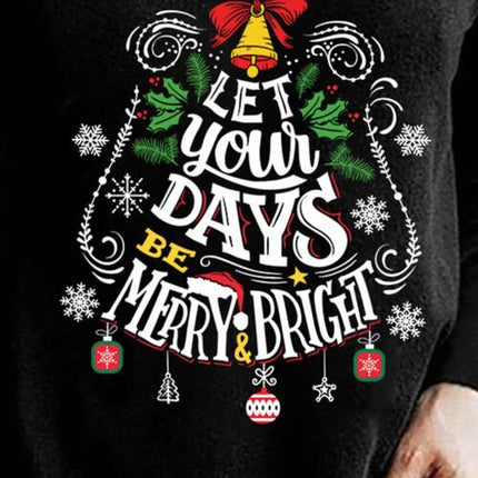 Letter Graphic V-Neck Long Sleeve T-Shirt