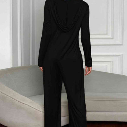 Long Sleeve V-Neck Jumpsuit with Pockets